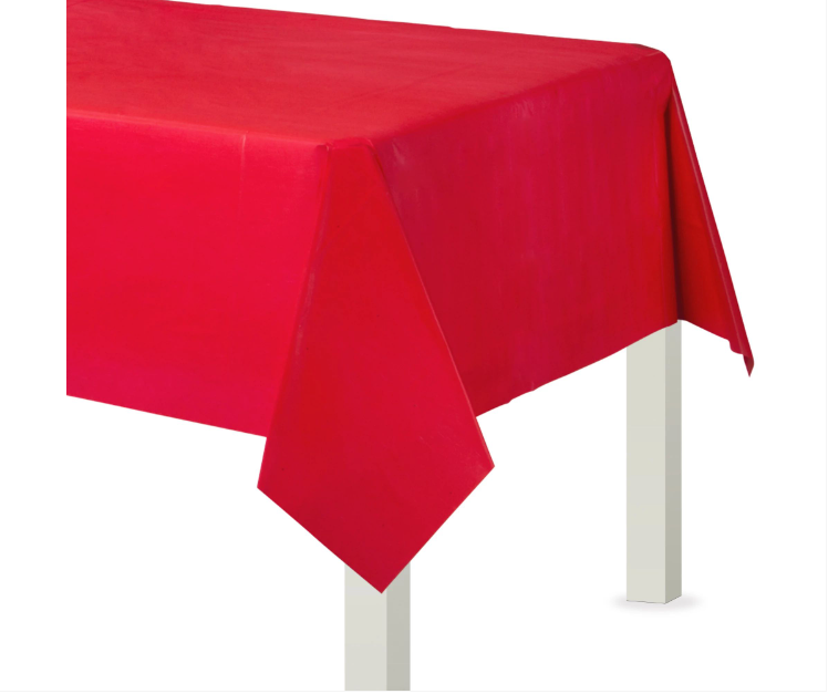 Rectangular Plastic Red Tablecover
