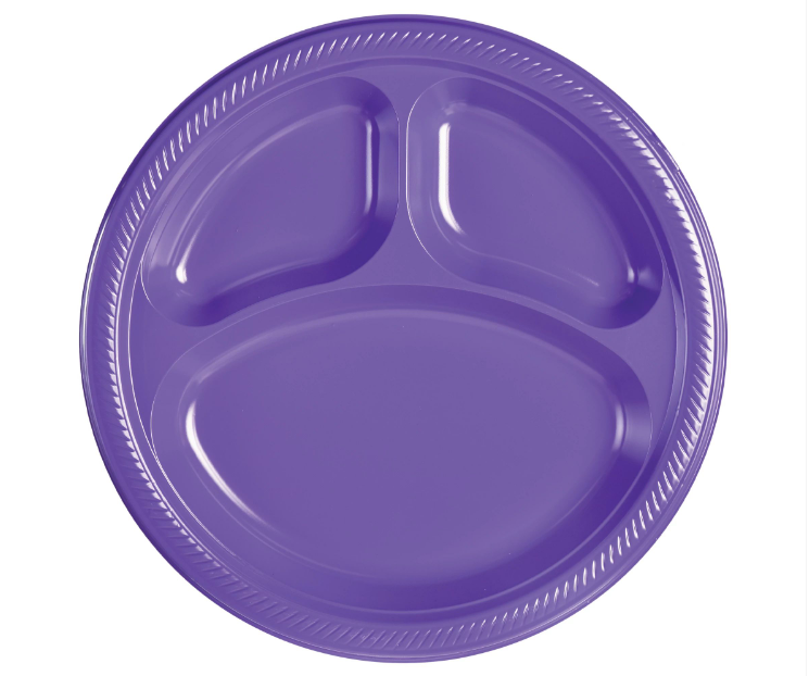10" Divided Plastic Plates - New Purple 20ct
