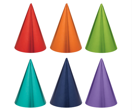 Foil Cone Hats Assorted 12ct