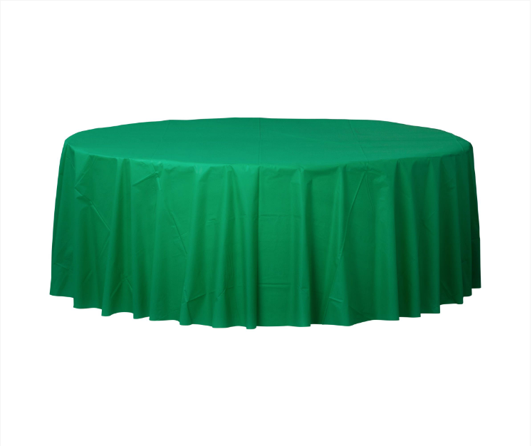 84" Round Plastic Tablecover - Festive Green