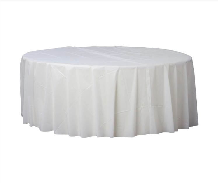 Round Plastic White Tablecover