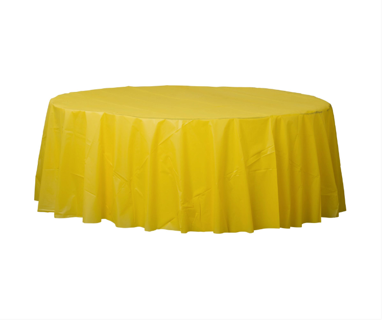 Round Plastic Yellow Tablecover