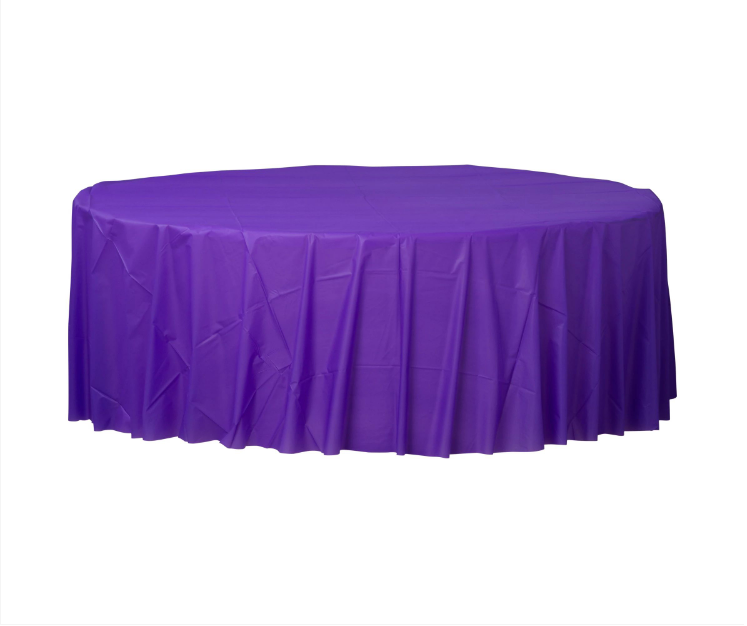 84" Round Plastic Tablecover - New Purple