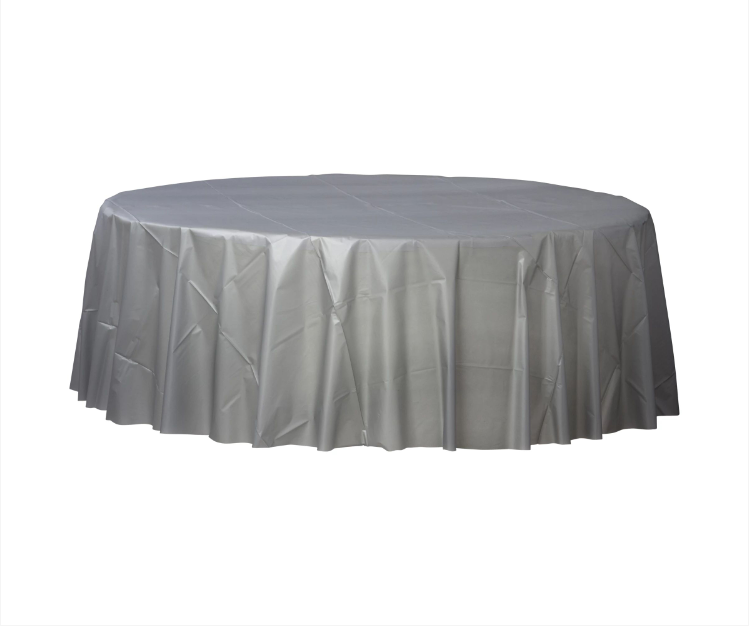 Round Plastic Silver Tablecover