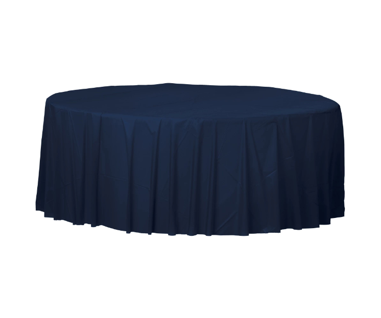 Round Plastic True Navy Tablecover