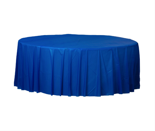 84" Round Plastic Tablecover - Bright Royal Blue