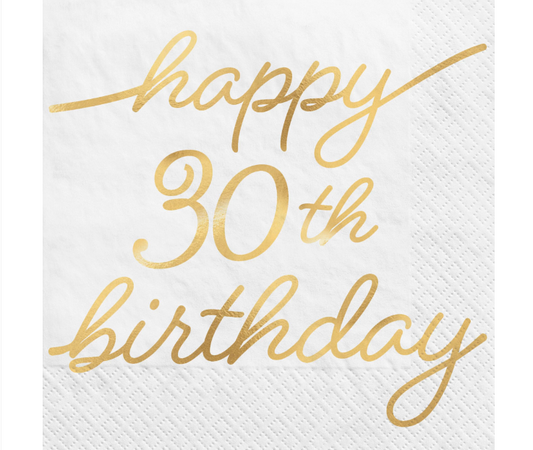 Golden Age 30th Birthday Beverage Napkins 16ct