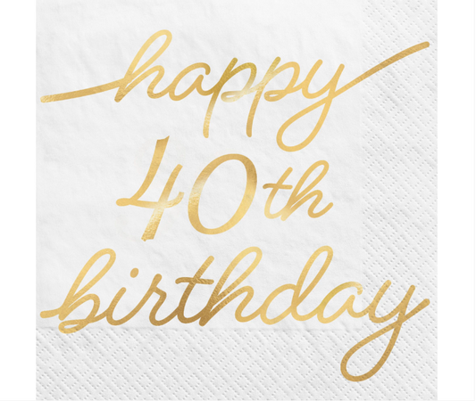 Golden Age 40th Birthday Beverage Napkins 16ct