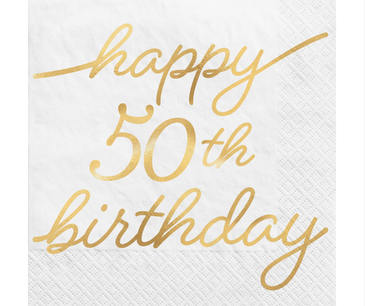 Golden Age 50th Birthday Beverage Napkins 16ct