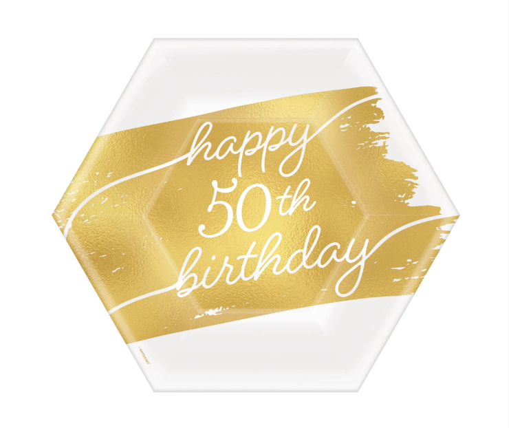 Golden Age 50th Birthday 7" Paper Plates 8ct
