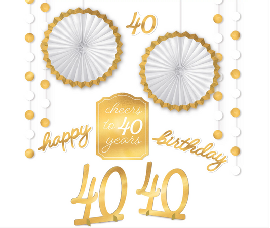 Golden Age 40th Birthday Room Decor Kit