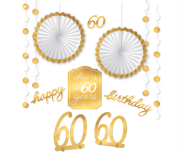 Golden Age 60th Birthday Room Decor Kit