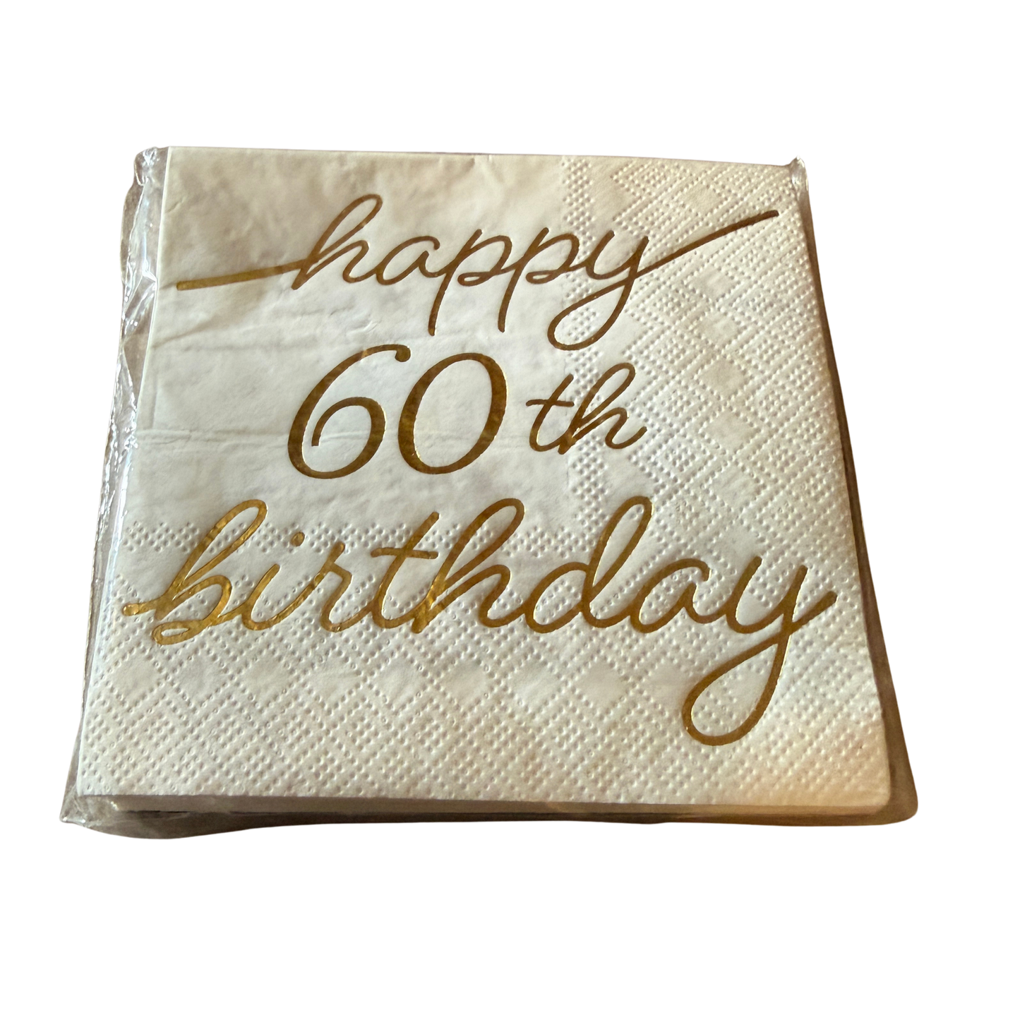 Happy 60th Birthday Gold Script Beverage Napkins