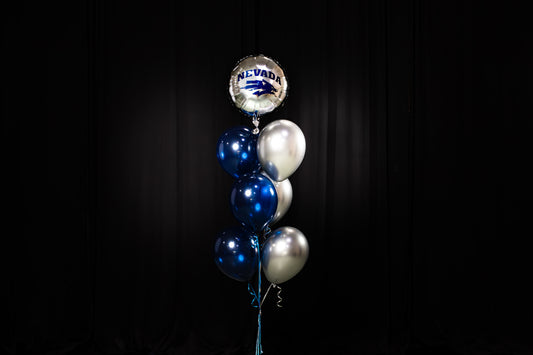 UNR Mylar Balloon, 6 Latex Balloons, and a Balloon Weight