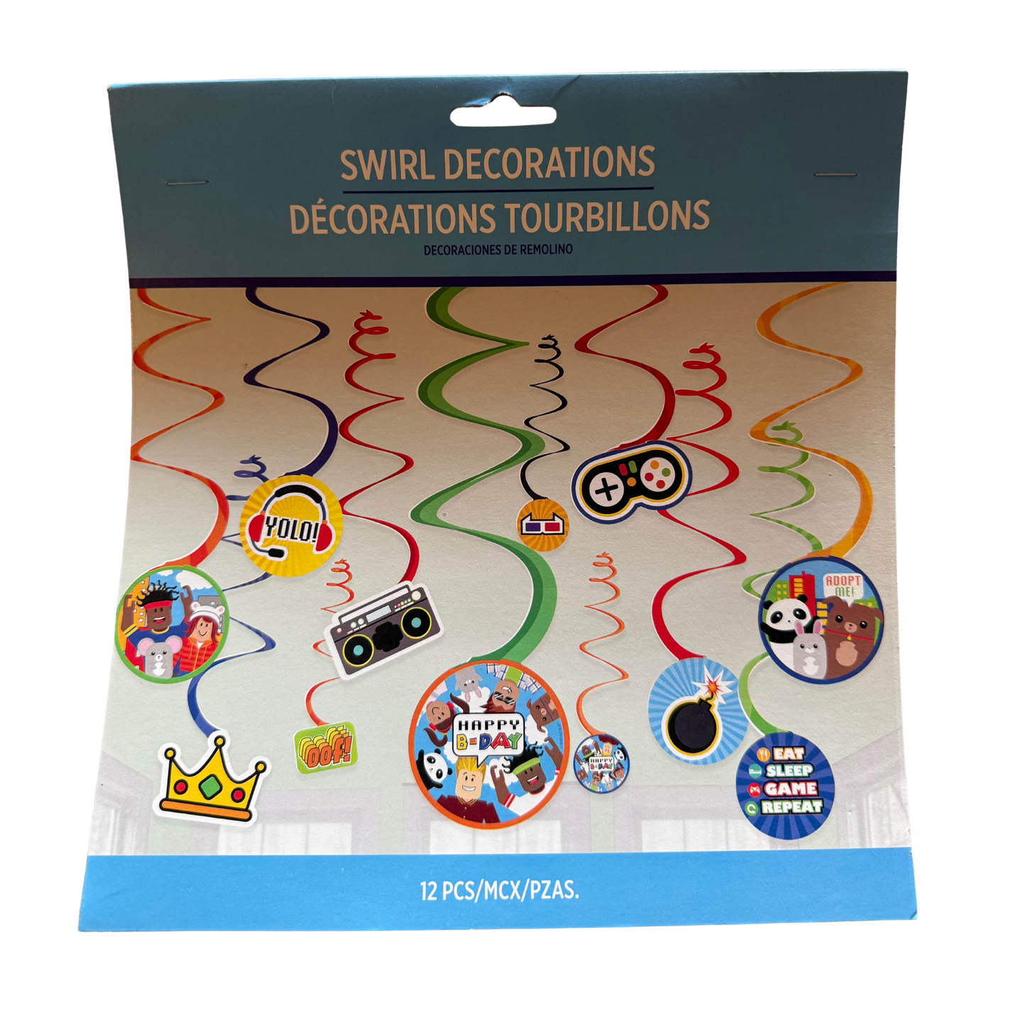 Gaming Swirl Hanging Decorations – 12 Pack