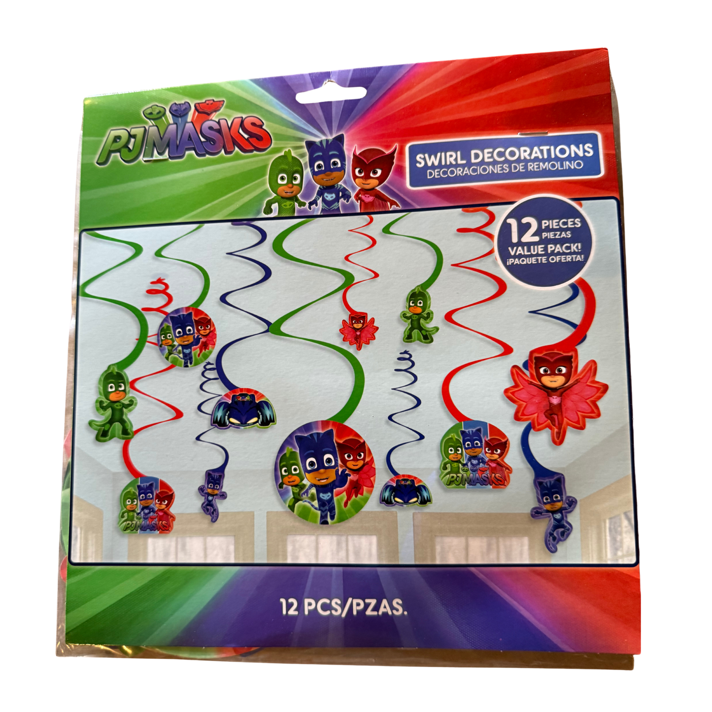 PJ Masks Swirl Hanging Decorations – 12 Pack